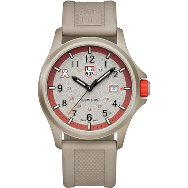 Luminox Herren-Armbanduhr Bear Grylls Beige XB.3717, analoge Uhr mit kratzfestem Saphirglas, Kalenderfunktion und lumineszierendem Zifferblatt