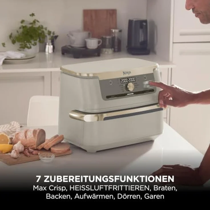 Ninja Foodi FlexDrawer AF500EUSD Heißluftfritteuse 10,4 L, 2470 W, Dual Zone & MegaZone, Stone Gold/Schwarz – Bild 11