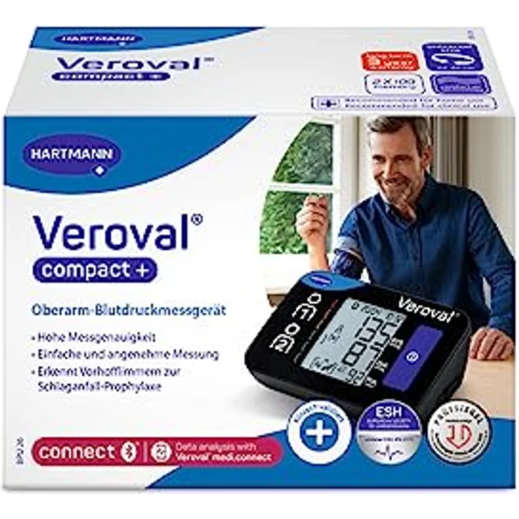 Veroval compact + Oberarm-Blutdruckmessgerät BPU 26, einfache Handhabung, erkennt Vorhofflimmern (AFib), Datenübertragung auf App, Bluetooth – Bild 2