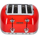 SCHNEIDER Retro Toaster mit 1630 Watt, 4 Scheiben Toaster mit variable Bräunungssteuerung in 6 Stufen, Auftau-, Aufwärm- und Stopp-Funktion, Krümelschublade, automatische Abschaltung, rot - Preisvergleich