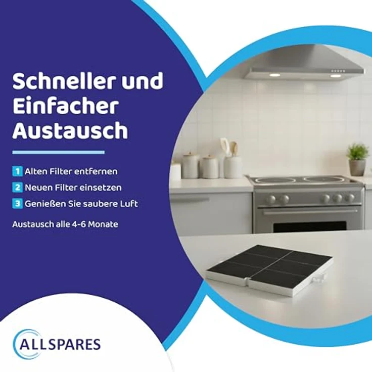 Aktivkohlefilter Dunstabzugshaube für Bosch Siemens Neff Constructa 361047 00361047 DHZ5135 LZ51350 Z5117X5 Filter 258 x 226 x 23 mm – Bild 8