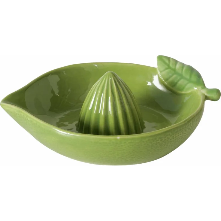 Boltze Home Lime, Zitruspresse aus Porzellan mit 200 ml Saftbehälter, grün