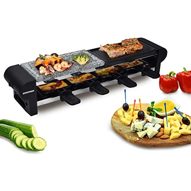 Syntrox RAC-600W Thurgau Raclette-Grill, 2 x 10,2 x 20,5 cm, Antihaftbeschichtet, 600 Watt – Bild 2