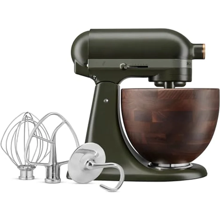 KitchenAid Artisan 4,7 Liter Küchenmaschine 5KSM180WSEEG- Design Edition: Evergreen, Walnussholzschüssel, Edelstahl-Rührwerkzeuge in Grün – Bild 1