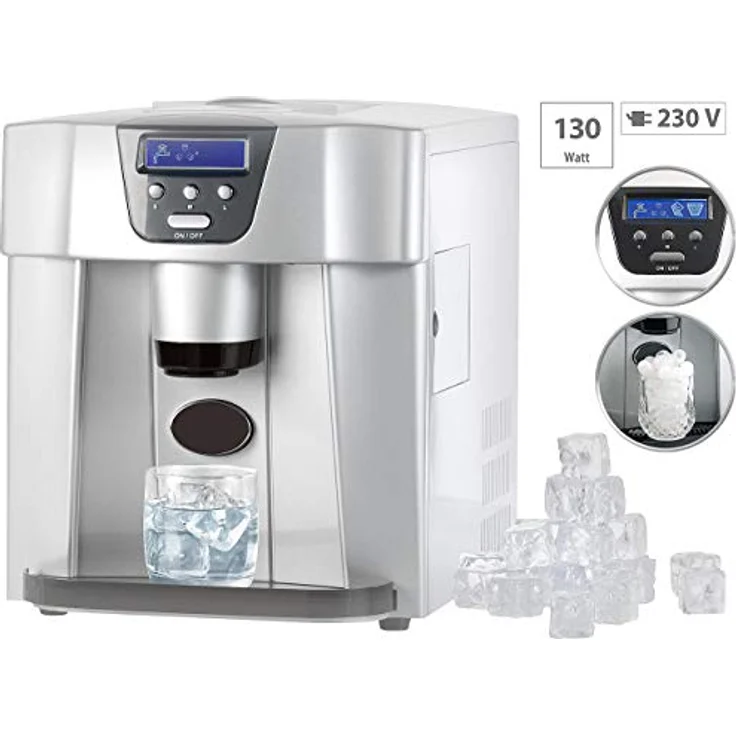 Rosenstein & Söhne EWS 2100 Eiswürfelbereiter, 130W, LCD-Display, 3 Größen, 1,8 Liter, silber – Bild 4