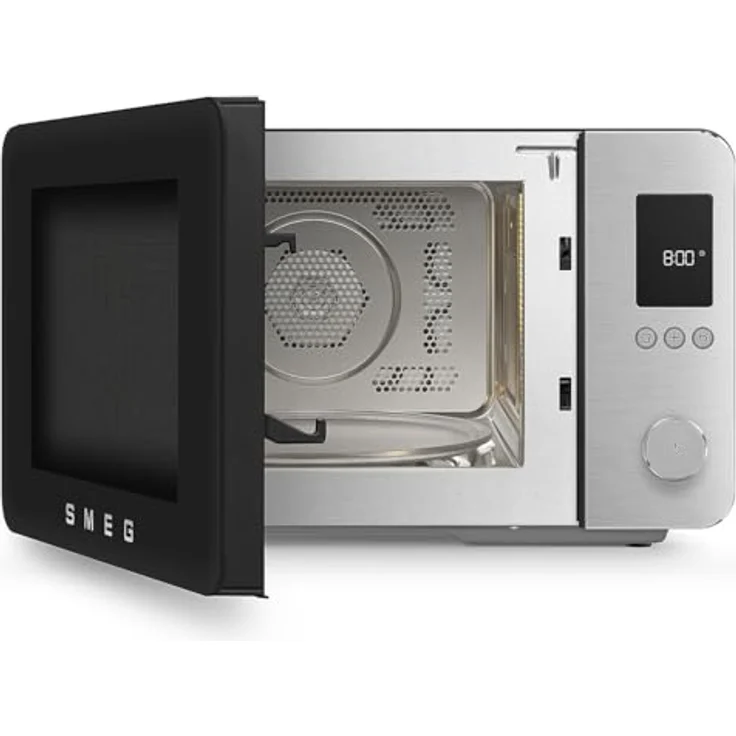 Smeg MOC02BLMEU, Kombi-Tisch-Mikrowelle mit 9 Garfunktionen, Air-Fry und 25 Automatikprogrammen, matte schwarze Oberfläche mit Aluminiumfront – Bild 2