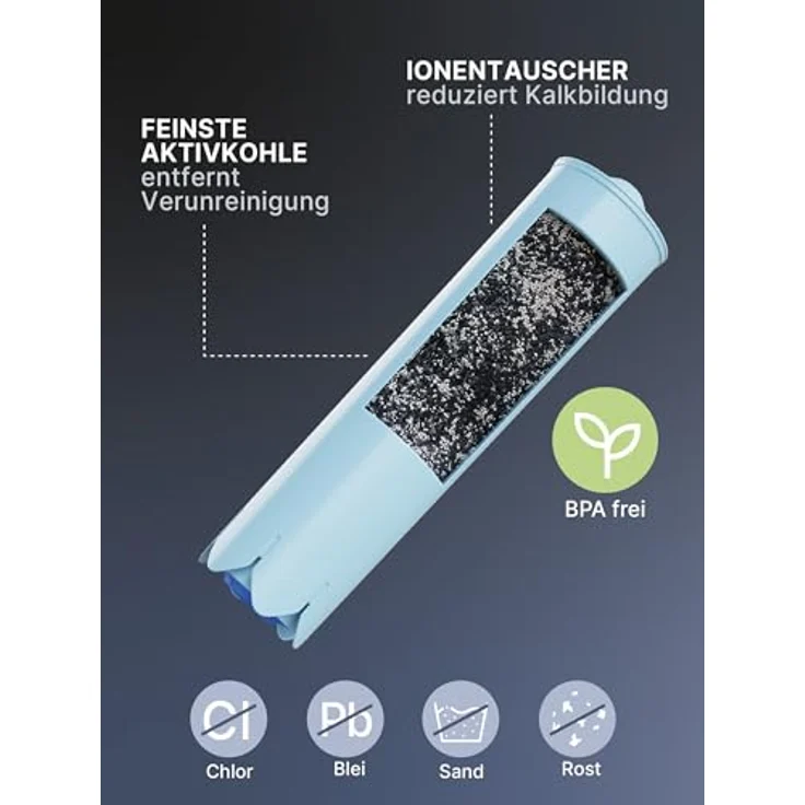 Comedes Wasserfilter 3er Set einsetzbar statt Jura Claris Blue, Zubehör für Jura Kaffeemaschinen, natürliche Aktivkohle und Ionentauscher, passend für Jura Impressa, ENA Micro, ENA, Giga – Bild 4