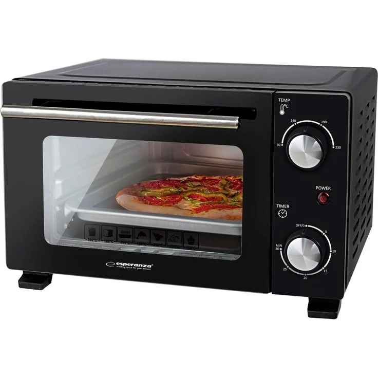 Esperanza EKO007N Mini-Backofen, 10 l, 800 W, kompakter Kleinbackofen, schwarz