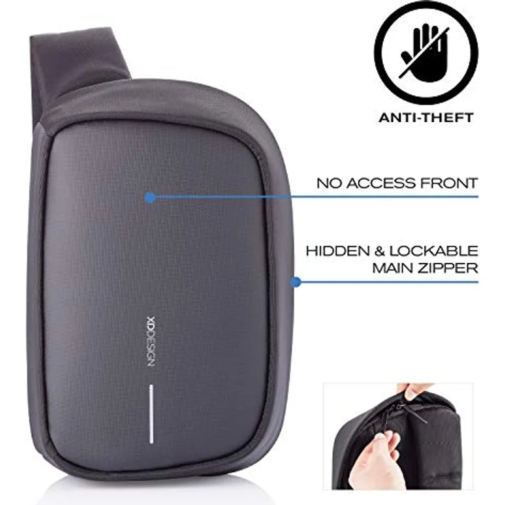 XD Design Bobby Sling Umhängetasche mit RFID-Schutz, 32,5 cm, schwarz aus 100% PET – Bild 2