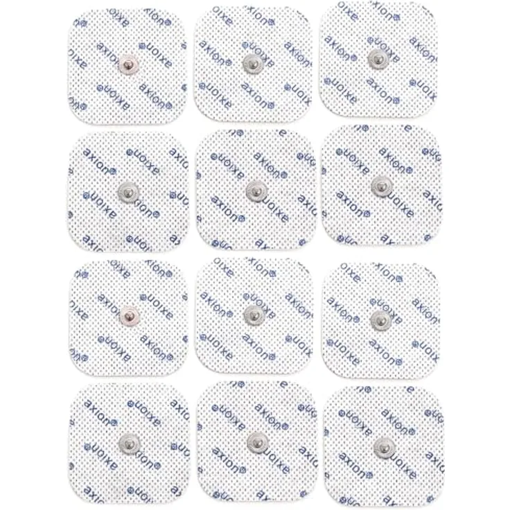 Axion Elektrodenpads für Sanitas und Beurer, 5x5cm, 3.5mm Druckknopfanschluss, 12 Stück, selbstklebende TENS EMS Elektroden
