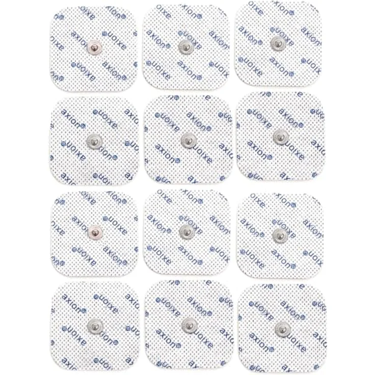 Axion Elektrodenpads für Sanitas und Beurer, 5x5cm, 3.5mm Druckknopfanschluss, 12 Stück, selbstklebende TENS EMS Elektroden – Bild 1
