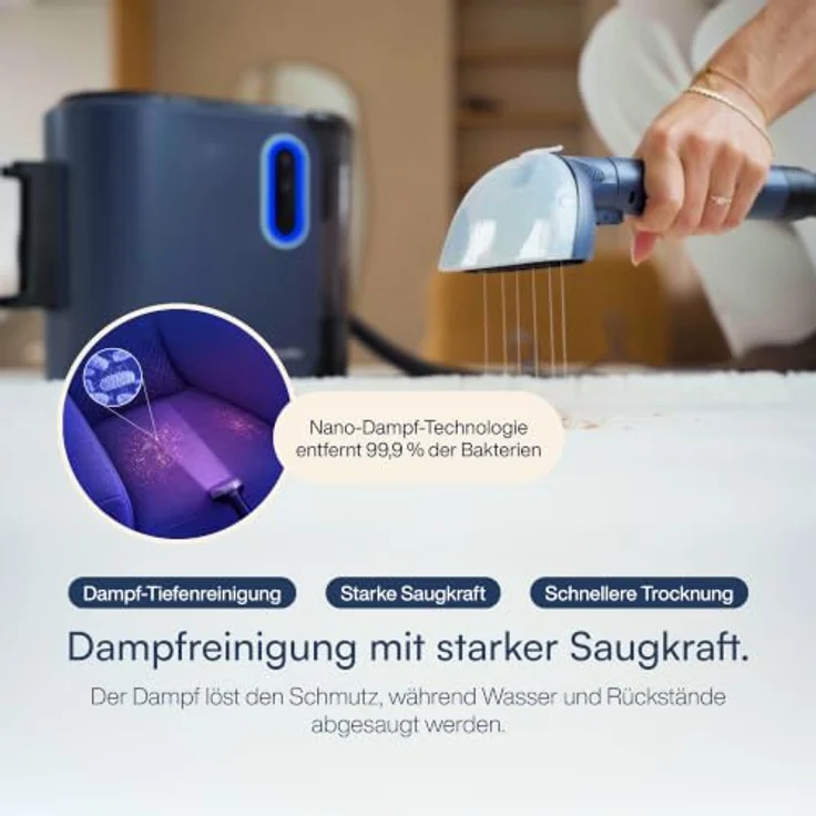 Samako PowerClean Pro Dampfsauger mit Dampfreiniger, 2000W, 4 Reinigungsmodi, Doppeltank für Polstermöbel und Auto – Bild 5