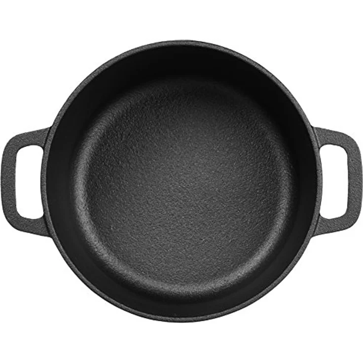 Amazon Basics - Schmortopf aus bereits eingebranntem Gusseisen, zwei Griffe, 1,89 l – Bild 3