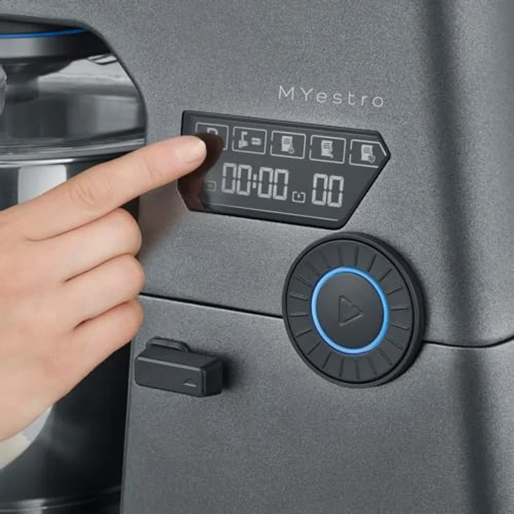 Graef KM7016 Myestro Küchenmaschine, 800 Watt, 7 Liter, 10 Geschwindigkeiten, Touch-Display, Planetenrührwerk, grau – Bild 4