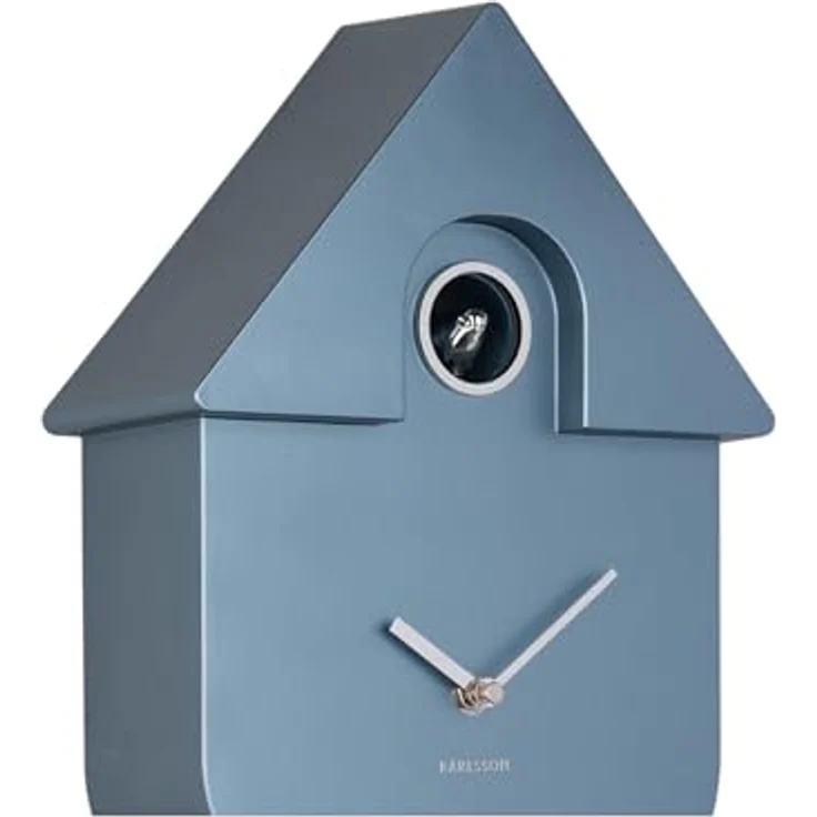 Karlsson Kuckucksuhr Modern Cuckoo Metallic, Rechteckige Wanduhren in Blau, 21.5x8.5x41cm aus Thermoplast, dekorative Ergänzung für modernes Wohnzimmer – Bild 4