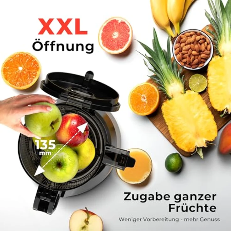 Balter Entsafter Slow Juicer VITALMAXX PRO, Große 135MM Öffnung, 300 Watt, BPA Frei, leise – Bild 2