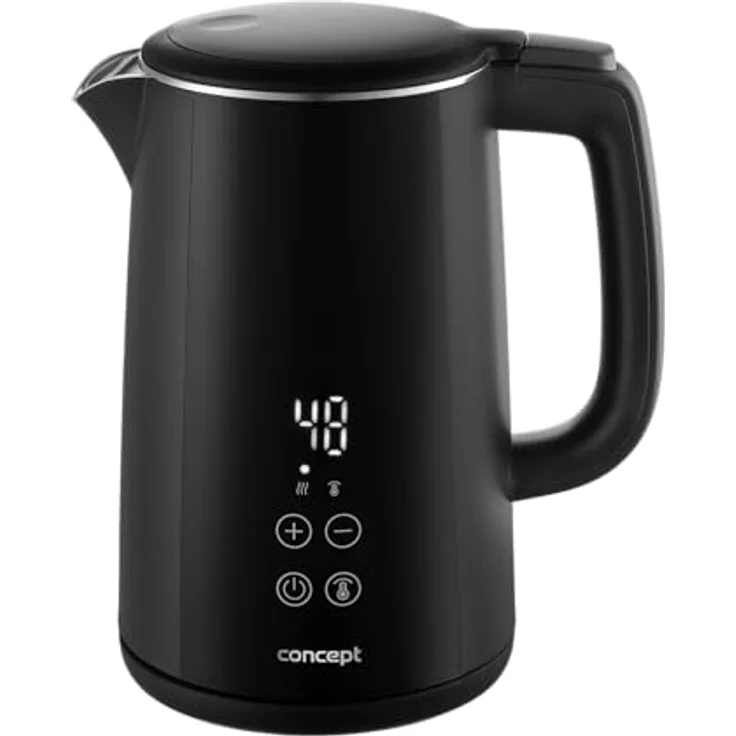 Concept RK3360 Digitaler Edelstahl-Wasserkocher mit Temperaturregelung, Warmhaltefunktion und Cool-Touch-Oberfläche, 1,5 l, Schwarz – Bild 1