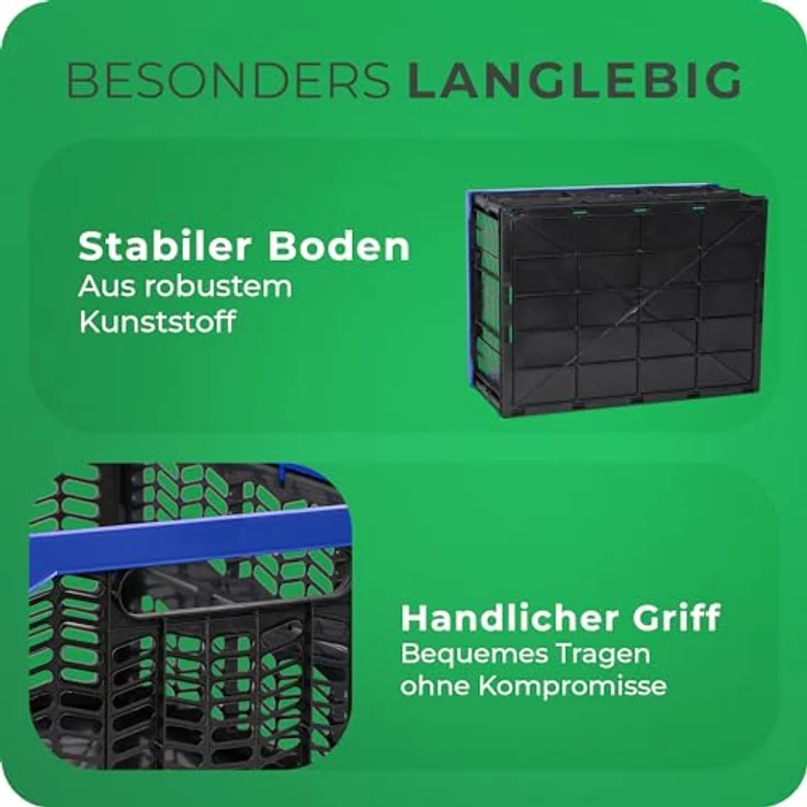 Novaliv Klappboxen Set, faltbare Einkaufskisten mit 8x 30L Volumen, Blau-Schwarz, stabil und ideal für Aufbewahrung – Bild 5