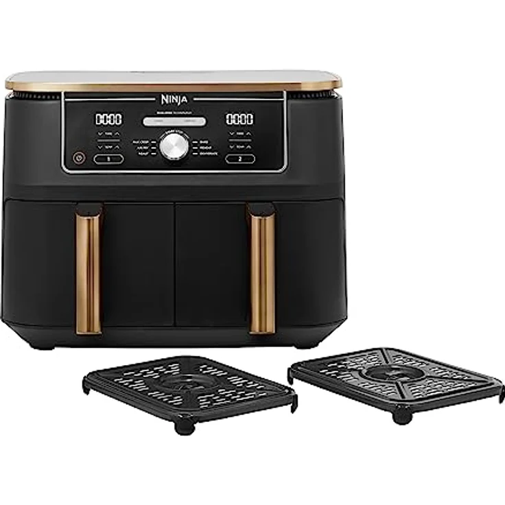 Ninja Foodi MAX AF400EUCP 2-Zonen Heißluftfritteuse, Airfryer, 9.5L, 2 Fächer, mit Zange, Antihaftbeschichtung, spülmaschinenfeste Körbe, 6-in-1, Amazon Exklusiv, Kupfer/Schwarz, AF400EUCP – Bild 3