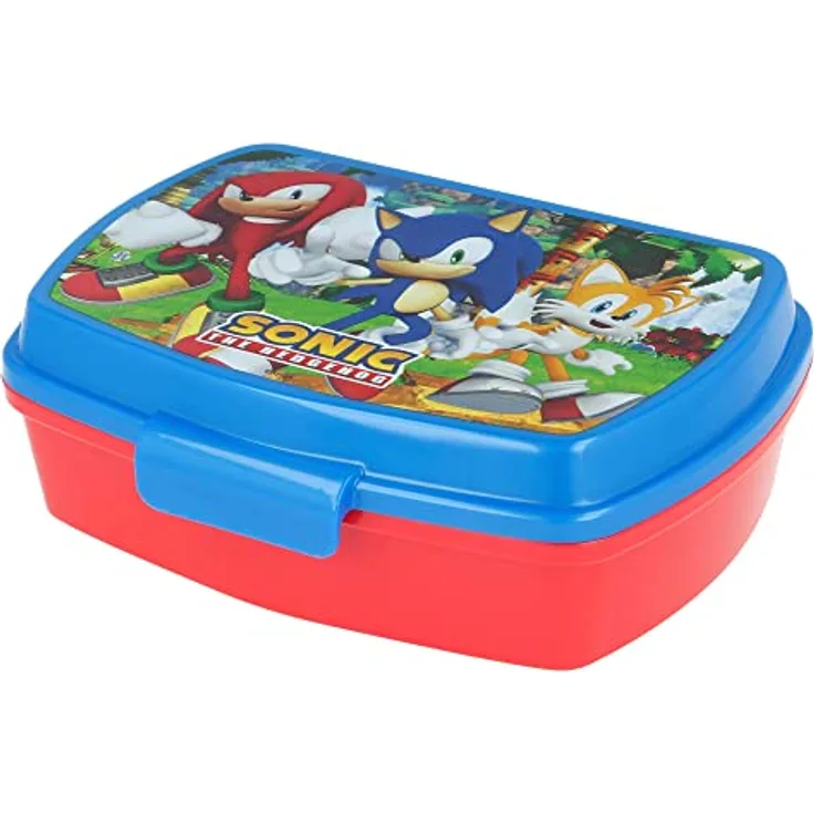 Tinisu Sonic the Hedgehog Lunchbox, Brotdose aus Kunststoff mit 17cm x 14cm x 4cm Größe