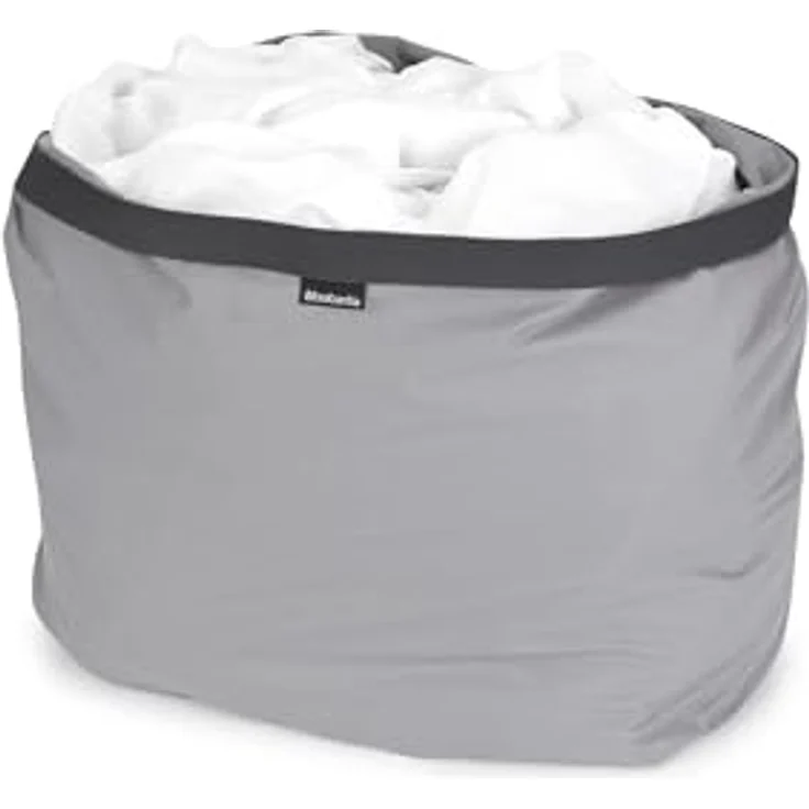Brabantia Bo Wäschesack 60L, Ersatzbeutel für Wäschesammler, tragbar, hygienisch, Baumwollbeutel mit Klettverschluss, grau – Bild 3