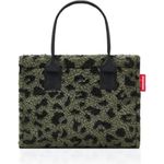 reisenthel daily shopper XS, Einkaufshilfe aus flauschigem Teddy-Material mit Leo-Print, Olivgrün, 4 l