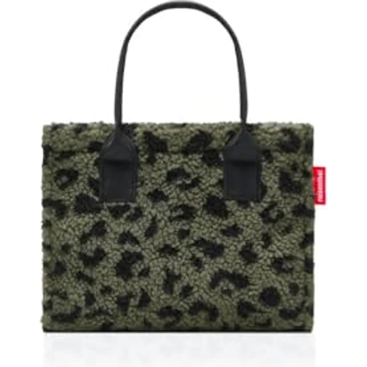 reisenthel daily shopper XS, Einkaufshilfe aus flauschigem Teddy-Material mit Leo-Print, Olivgrün, 4 l – Bild 1