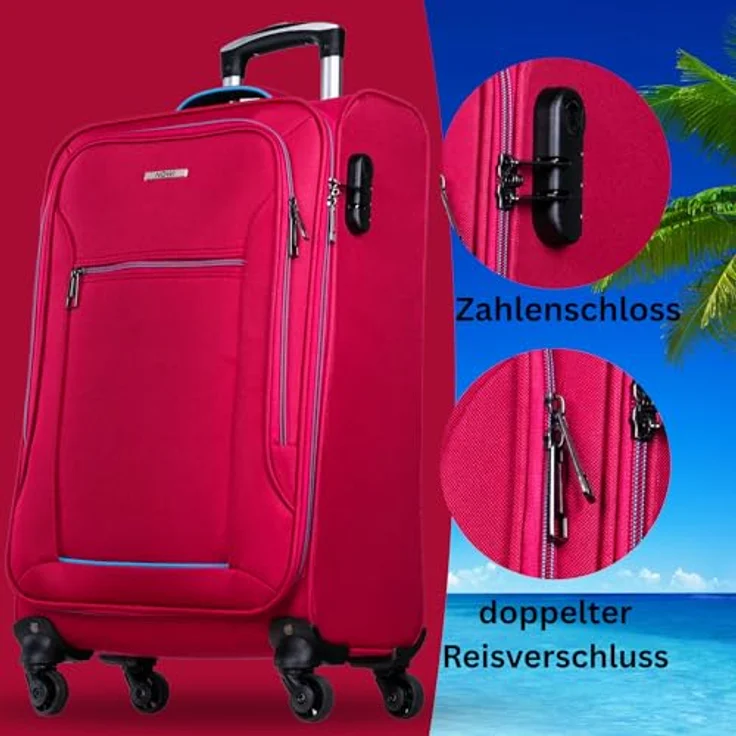 NOWI Nowi Sevilla 4 Rollen Trolley 64 cm, pink, 100% Polyester, kompakte Reisegröße – Bild 5