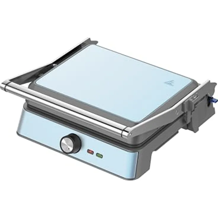 Westinghouse Retro-Kontaktgrill - 29 x 24 cm - 180° für beidseitiges Grillen - 2200W - Toaster - Einstellbare Temperaturregelung - Panini-Grill - Toaster-Eisen - Blau