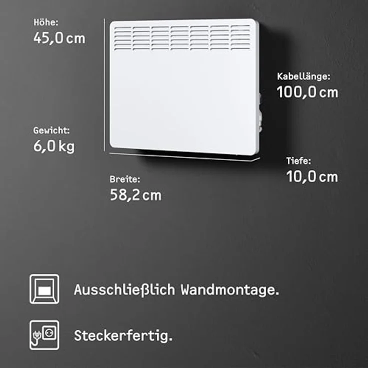 Stiebel Eltron Wand-Konvektor CNS 150 Trend für ca. 15 m,² 1,5 kW, LC-Display, Wochentimer, Offene Fenster Erkennung, ,236527, Konvektor – Bild 7