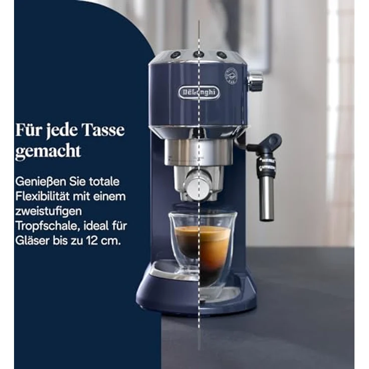 De'Longhi Dedica Style EC685.BL, Espressomaschine mit manuellem Milchaufschäumer, elektrisches Blau – Bild 7