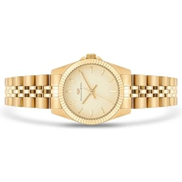Rhodenwald & Söhne Damen Quarz Uhr analog mit IP-vergoldetem Edelstahlarmband, 27,5 mm Gehäuse, wasserdicht bis 5 ATM, gelbgold – Bild 3