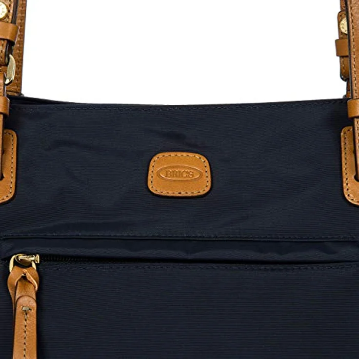 Bric's Shopper X-Bag Shopping, stilvolle Schultertasche aus satiniertem Nylon mit Lederakzenten, 40 cm, blau – Bild 7