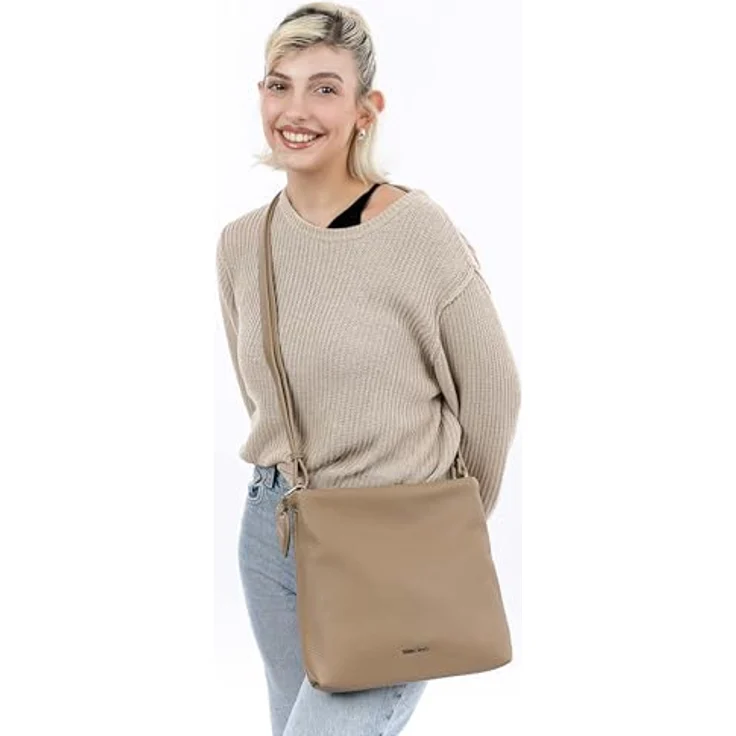 EMILY & NOAH E&N Enie Umhängetasche, Echtleder-Optik mit Reißverschluss, zweifarbig, Damenhandtasche – Bild 3