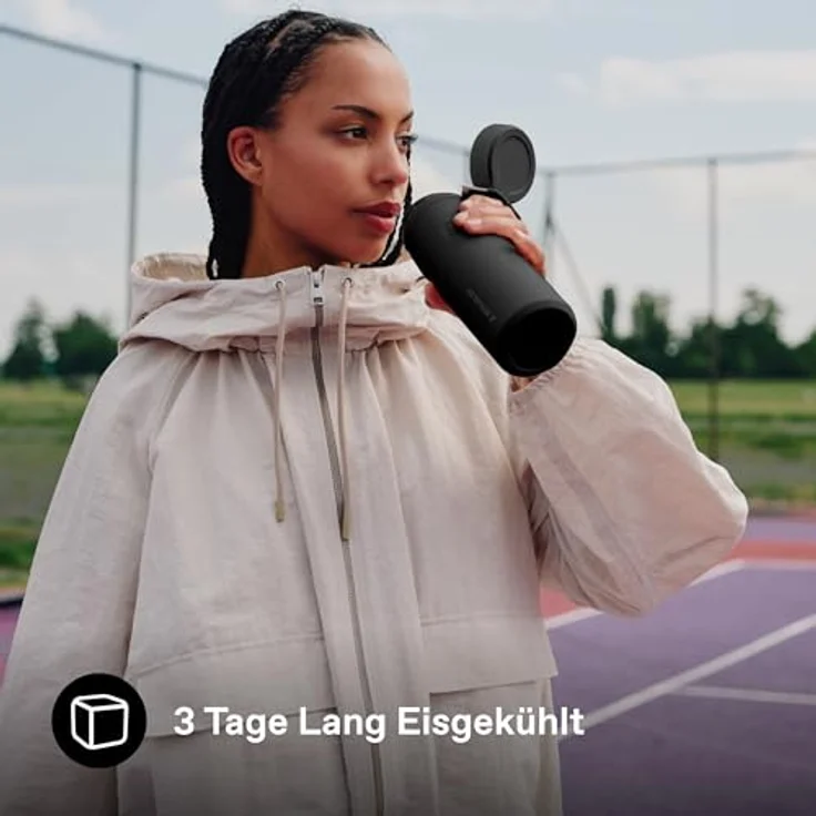 STANLEY IceFlowBottle Twist Flip 0.47L, auslaufsichere Trinkflasche mit doppelwandiger Vakuumisolierung, 8 Stunden kühlend, 40 Stunden eisgekühlt, spülmaschinenfest, recycelter Edelstahl, BPA-frei, Black 2.0 – Bild 4