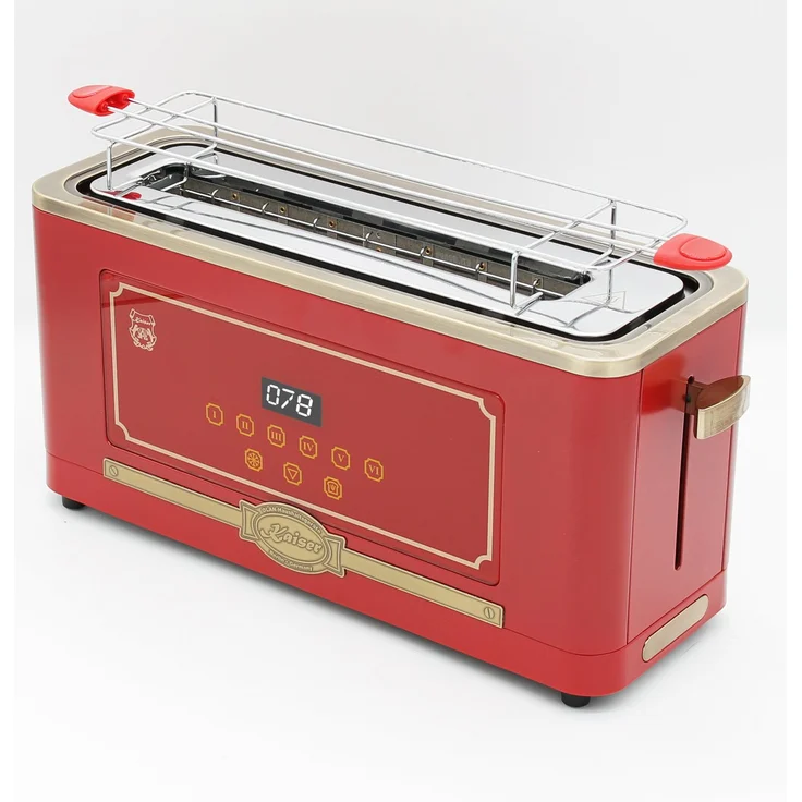 Kaiser Küchengeräte Toaster T 4000 RotEm, Retro-Design mit 6 Toaststufen und Auftaufunktion, Bordeaux/Bronze