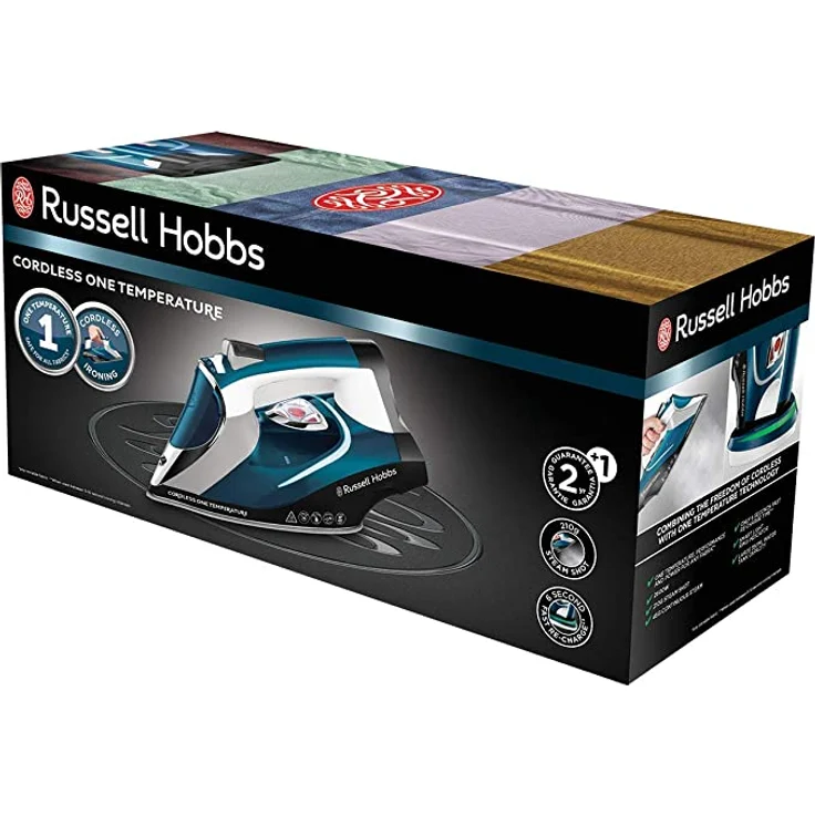 Russell Hobbs Bügeleisen kabellos One Temperature (2.600 Watt, 210 g-min Extra-Dampfstoß,optimale Temperatureinstellung für alle Stoffe, inkl. Basisstation,Keramik-Bügelsohle, Dampfbügeleisen 26020-56 – Bild 6