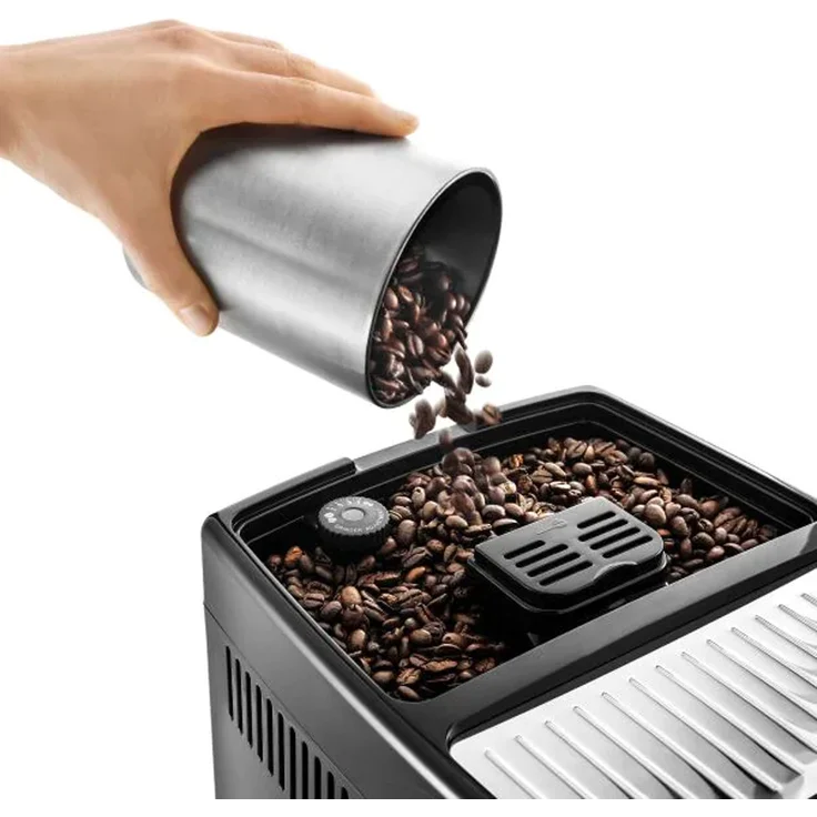De'Longhi Dinamica ECAM 350.55.SB Kaffeevollautomat mit Milchsystem und integriertem Mahlwerk, Digitaldisplay mit Klartext, 2-Tassen-Funktion, Großer 1,8 Liter Wassertank, silber-schwarz – Bild 4
