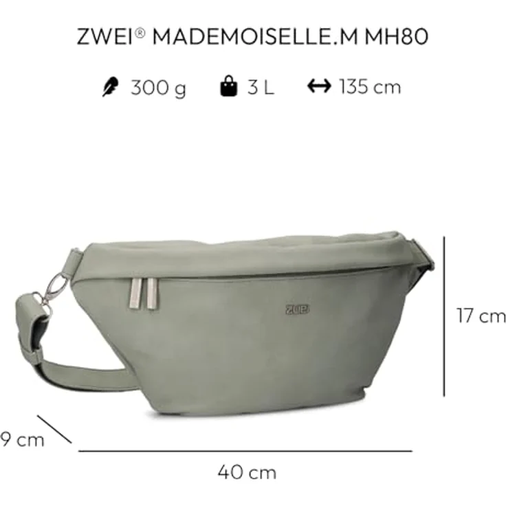 Zwei Mademoiselle.M Umhängetasche, 40 cm, sage, 100% Polyurethan, multifunktional – Bild 2
