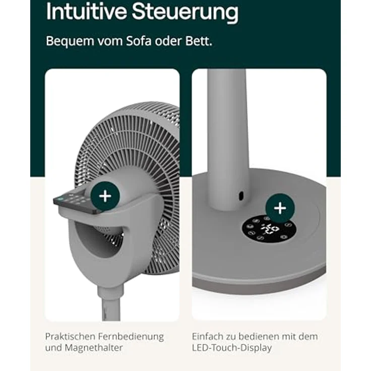 Duux Whisper 3 Standventilator – Energiesparend mit 26 Geschwindigkeiten, Timer, Nachtmodus, höhenverstellbar (73–95 cm), horizontale & vertikale Oszillation, grau – Bild 3