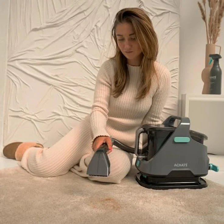 Achaté Waschsauger - Leistungsstarker Fleckenreiniger für Teppich, Sofa, Polster, Auto - 650W, 1,4L, Grau/Blau – Bild 3