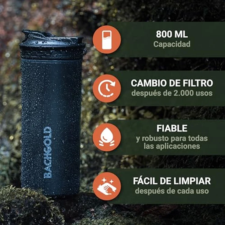 BACHGOLD® Wasserfilter Outdoor Wechselfilter XL, 2000L Kapazität, entfernt 99,99% Bakterien, filtert Viren, Partikel & Schwermetalle, Krisensicher – Bild 4