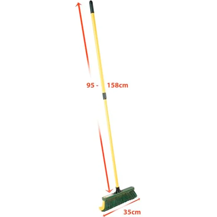 Steuber GmbH florasun Krallenbesen mit Teleskopstiel, 30 cm Breite, Stiellänge ausgefahren 1,4m, langer Kehrbesen mit gebogenen Borsten, verstellbarer Outdoorbesen – Bild 3