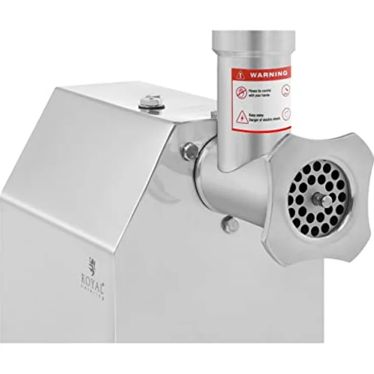 Royal Catering RCFW 140-850ECO Fleischwolf Elektrisch Edelstahl Fleischmaschine (140 kg/h, 850 W, Reverse-Funktion, Lochgröße 6/8 mm) ECO