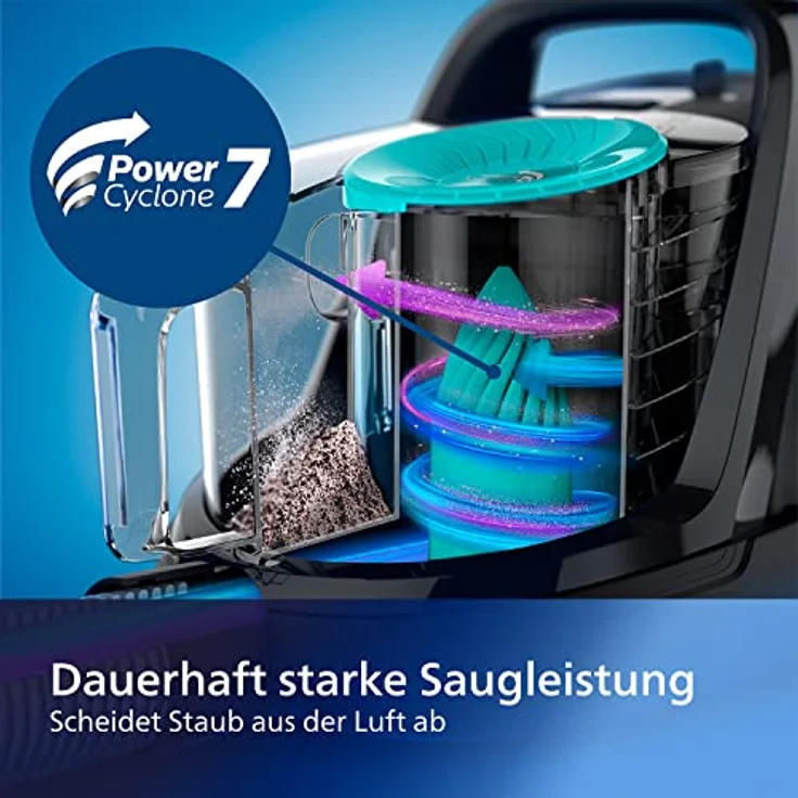 Philips FC9555-09 PowerPro Active beutelloser Staubsauger (650 W, 1,5 L Staubvolumen, inkl. Mini-Turbo-Saugbürste, Hartbodendüse) – Bild 6