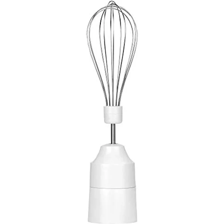 MPM MBL-28 Stabmixer-Set, Mixstab, Schnee-Besen, Multi-Messer, Einstellbare Geschwindigkeit, Zerkleinerungsbecher 500ml, 600-ml-Messglas, BPA-frei, 500W, 500, Edelstahl, Weiß – Bild 4
