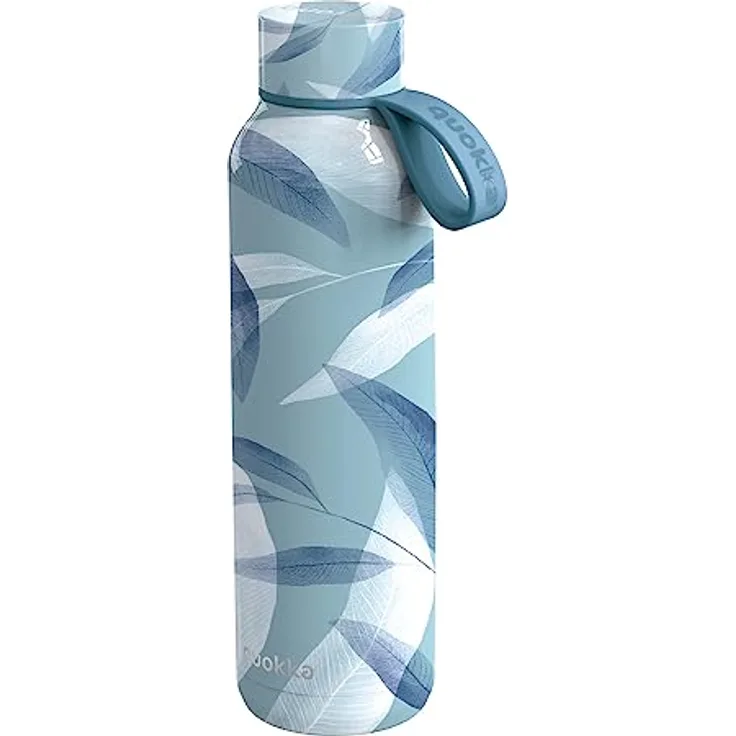 QUOKKA THERMOSKANNE AUS MASSIVEM EDELSTAHL MIT BLAUEM WINDBAND 630 ML