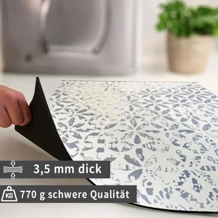 matches21 HOME & HOBBY Tabletop rutschfeste Waschmaschinenauflagen 2er Set, blau grau, 60 cm, zuschneidbare Textil Finish Gummi-Matte als Waschmaschinen-Abdeckung – Bild 4