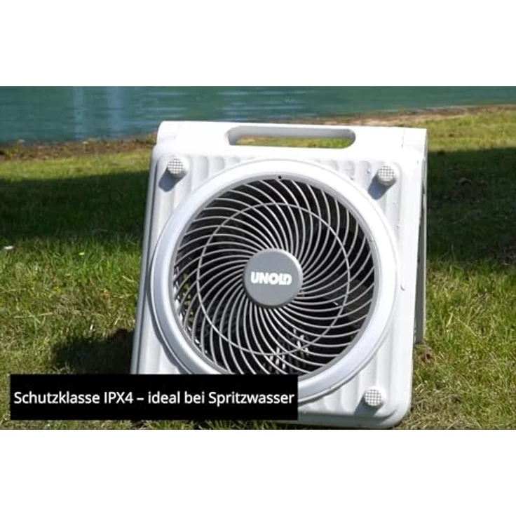 Unold Solarventilator Camping 86516, Akku-Solar-Ventilator mit 5 Geschwindigkeitsstufen, 5000-mAh Powerbank und IPX4 Spritzwasserschutz, Grün – Bild 8