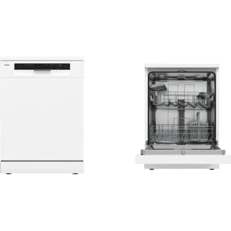 Amica GSP 543 912 W, Freistehender Geschirrspüler mit 14 Maßgedecken, Aquastopp, 6 Programmen, Weiß und Schwarz